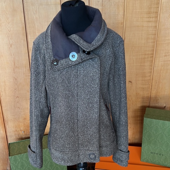Lululemon brown tweed Jacket w/ funnel collar - Picture 2 of 11
